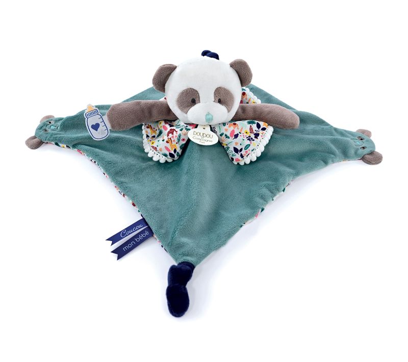 Doudou Marionnette 30 Cm Polyester Les Petits Futés Panda Vert