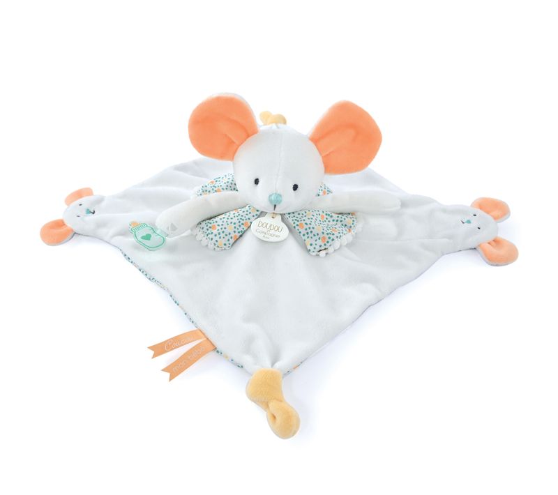 Doudou Marionnette 30 Cm Polyester Les Petits Futés Souris Blanc