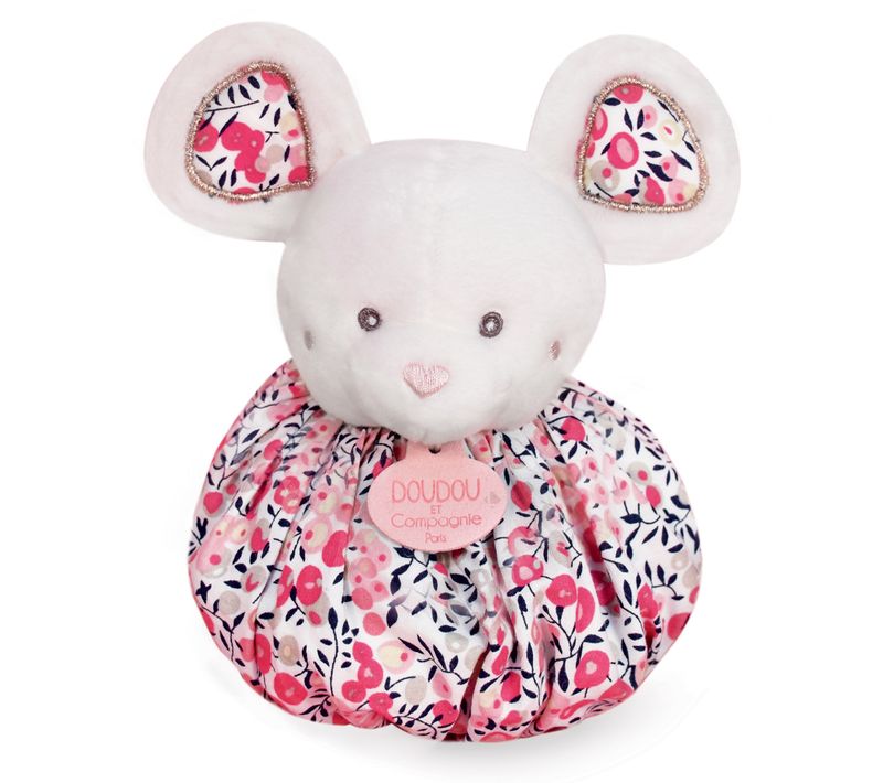 Doudou Boule 25 Cm Polyester Collection Les Petits Futés Souris Rose