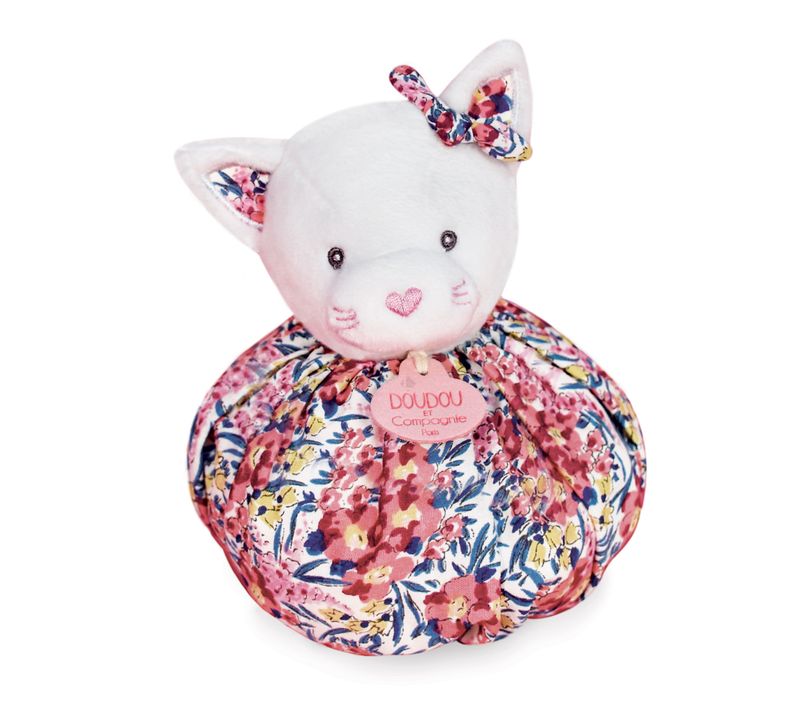 Doudou Boule 25 Cm Polyester Collection Les Petits Futés Chat Rose