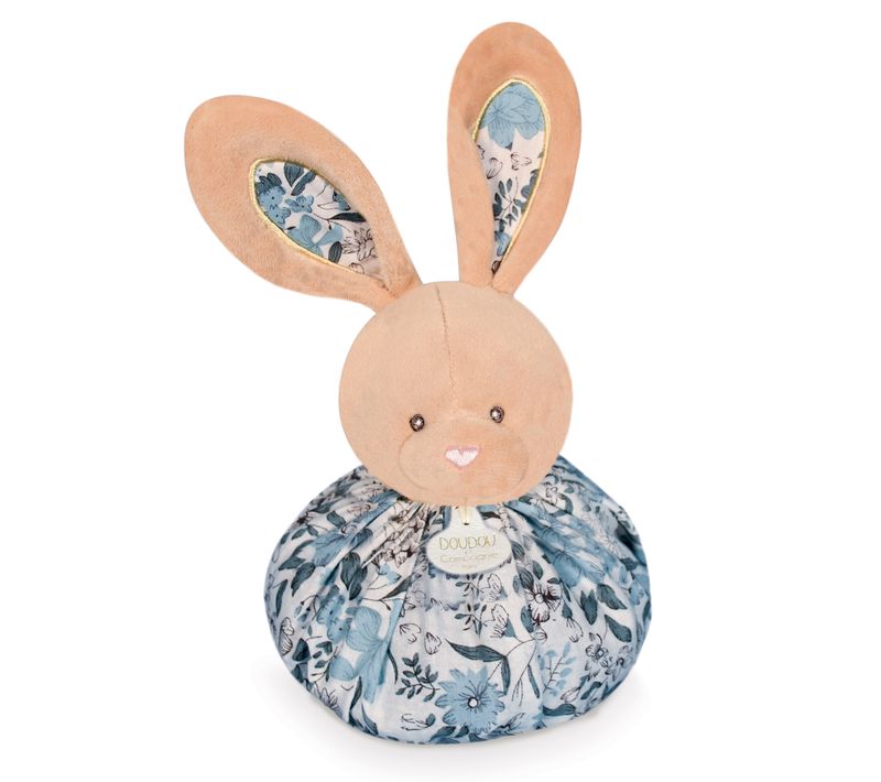 Doudou Boule 25 Cm Polyester Collection Les Petits Futés Lapin Bleu