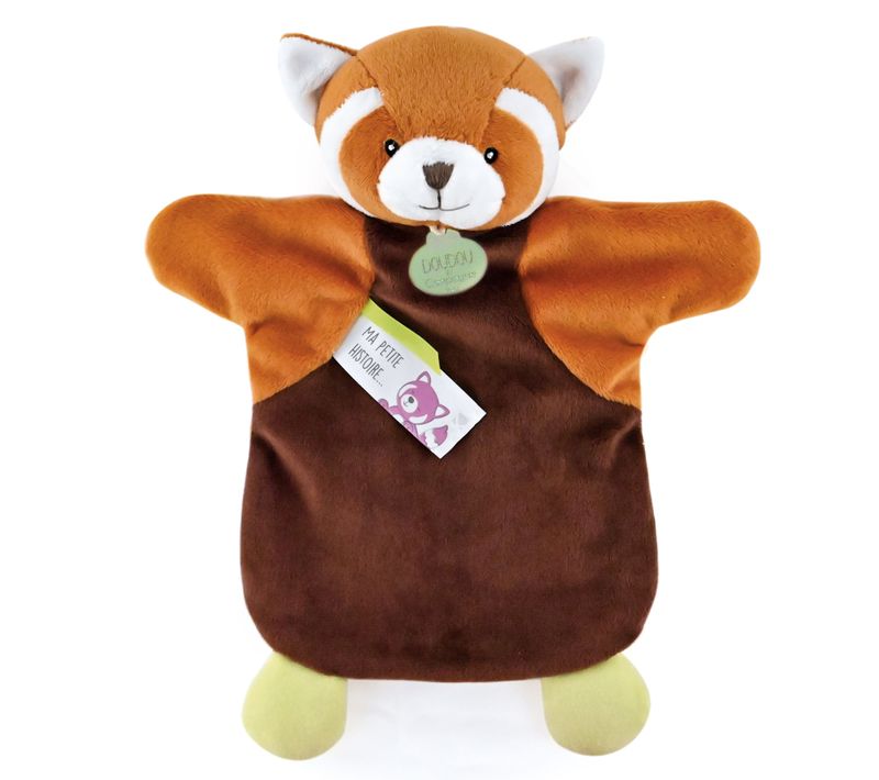 Doudou Marionnette 25 Cm Polyester Les Marionnettes Panda Orange