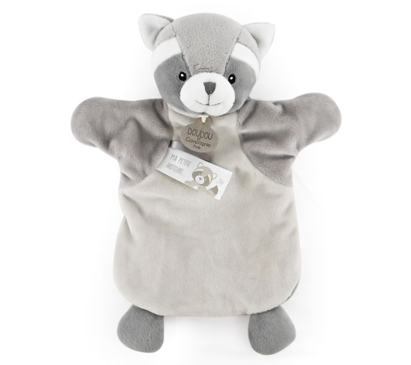 Doudou Marionnette 25 Cm Polyester Les Marionnettes Raton Laveur Gris