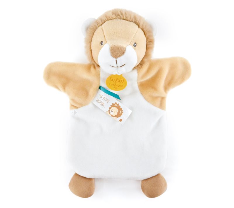 Doudou Marionnette 25 Cm Polyester Les Marionnettes Lion Blanc