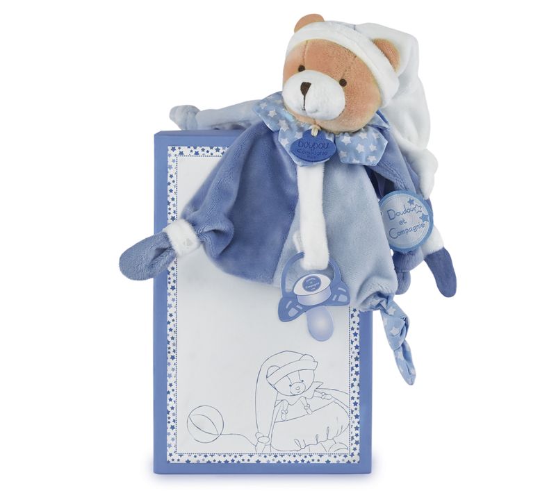 Doudou Sucette 17 Cm Polyester Collection Petit Chou Ours Bleu