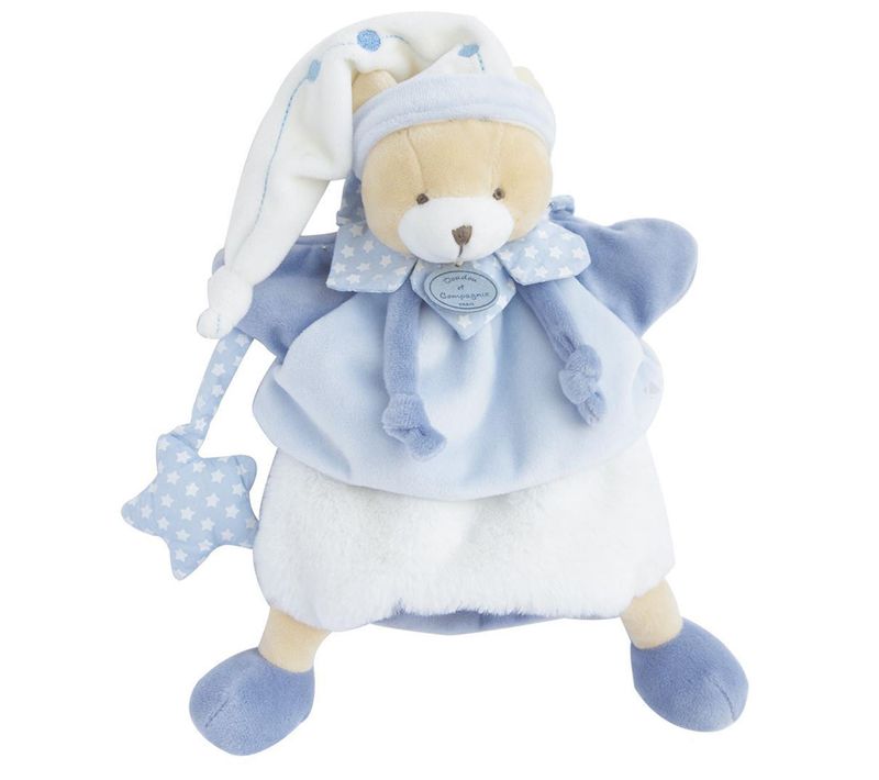 Doudou Marionnette 28 Cm Polyester Collection Petit Chou Ours Bleu