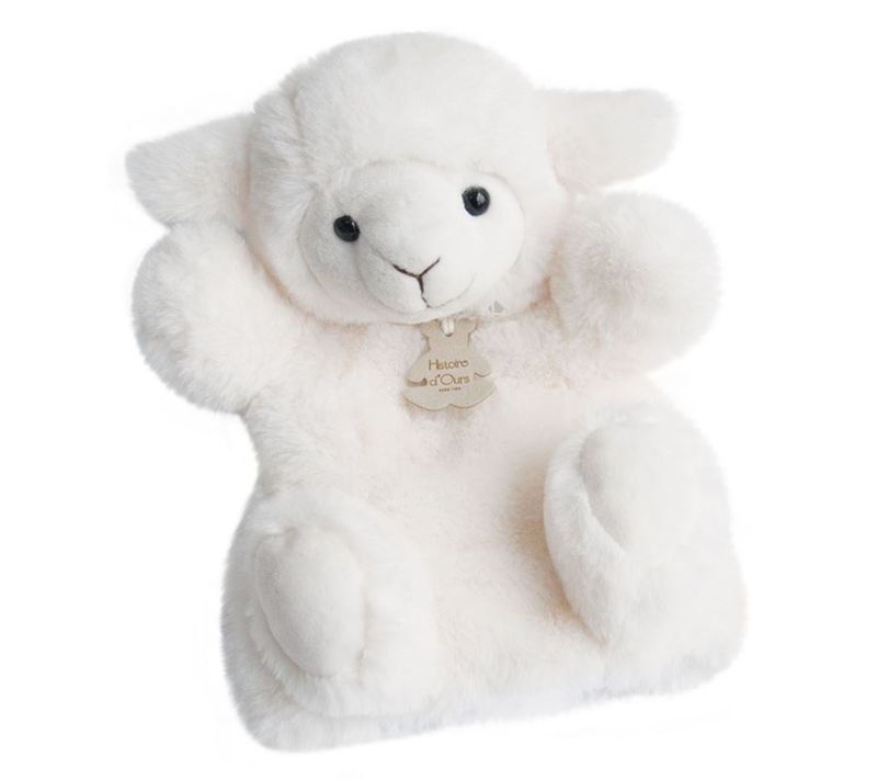 Doudou Marionnette 25 Cm Polyester Douce Marionnette Agneau Blanc