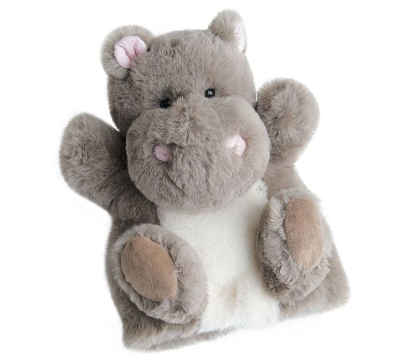 Doudou Marionnette 25 Cm Polyester Douce Marionnette Hippopotame Gris