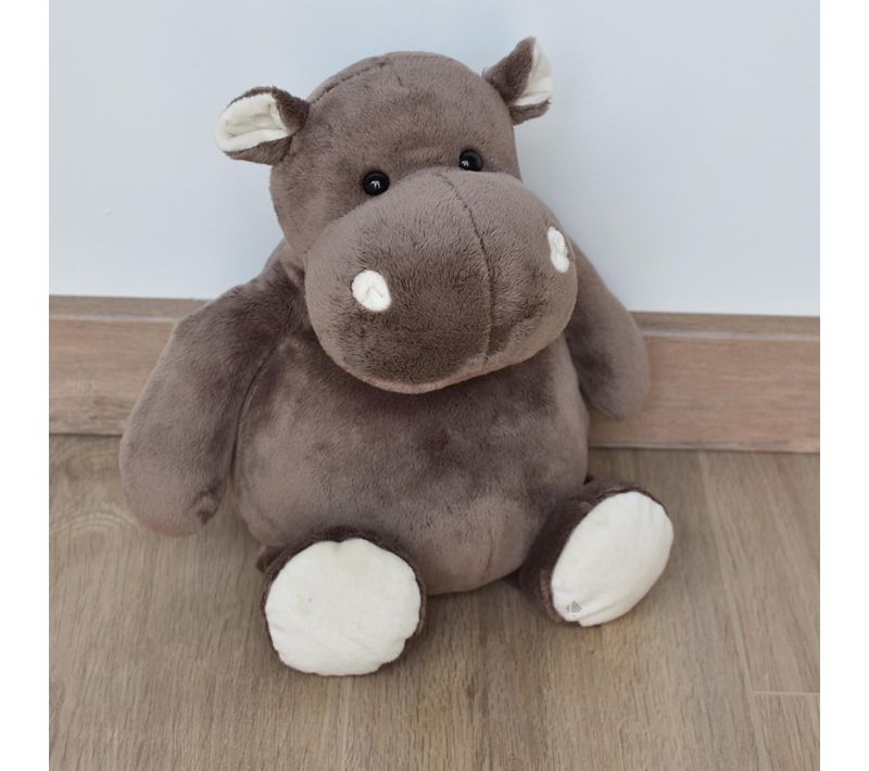 Peluche 38 Cm Polyester Terre Sauvage Hippopotame Marron Blanc