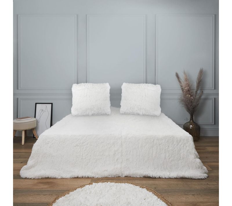 Parure De Lit 240x220 Cm 65x65 Cm En Polyester Marie Crème 3 Pièces