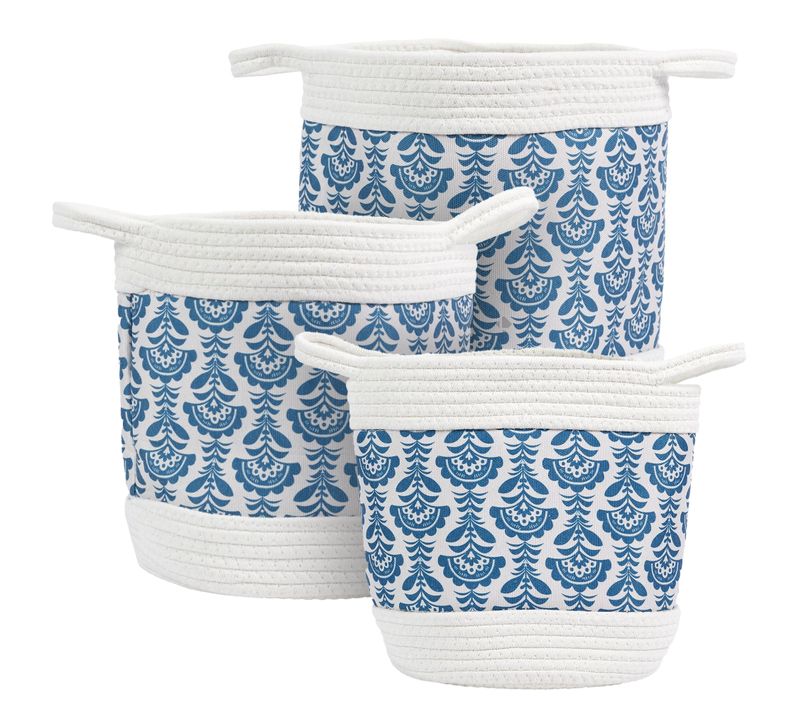Lot De 3 Paniers De Rangement 30x31x30 Cm Collection Jaipure Bleu