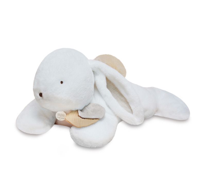 Peluche Lapin Polyester 80 Cm Collection Happy Wild Blanc/beige