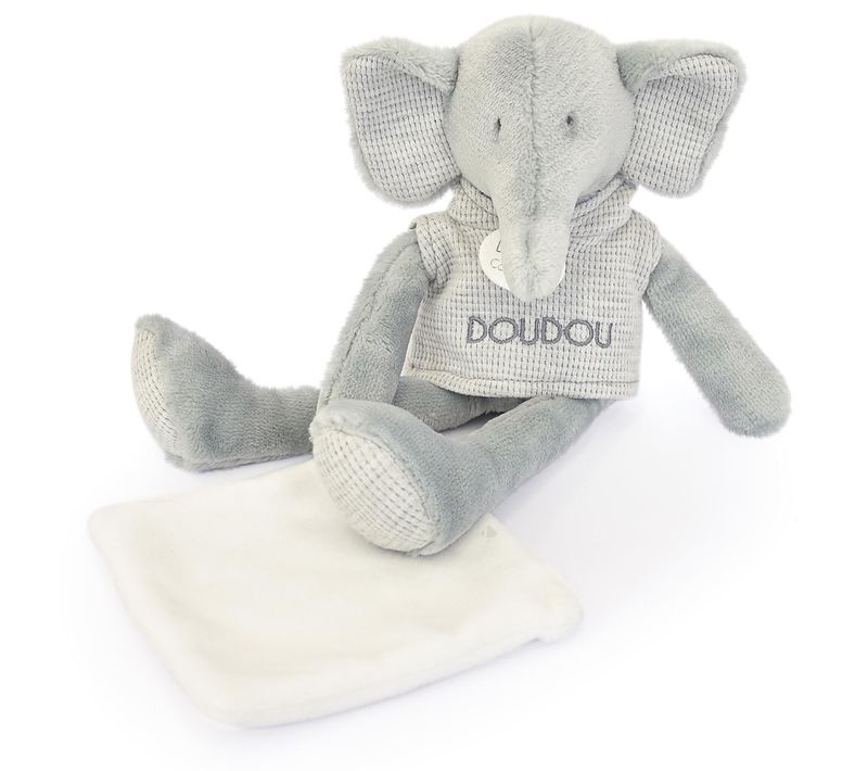 Doudou éléphant Polyester 25 Cm Collection Sweety Doudou Gris/blanc