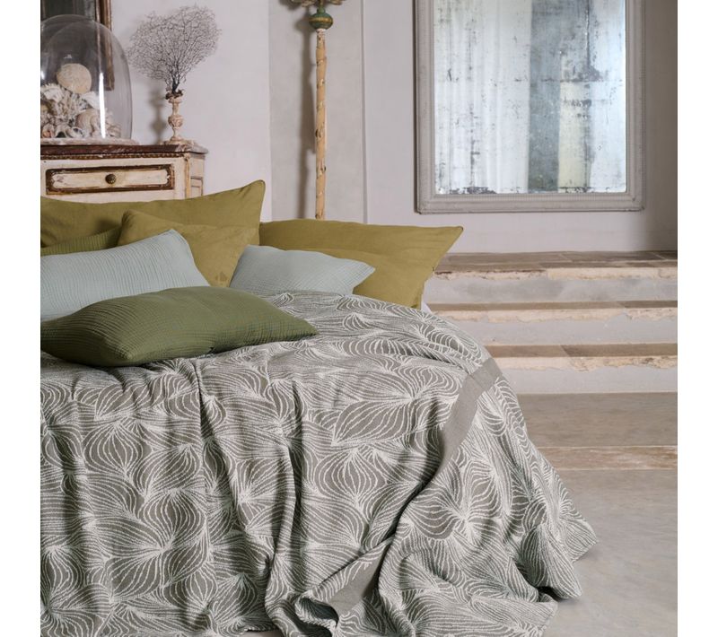 Couvre Lit Collection Emi Pur Coton 500 G/m² 180x240 Cm Marron Praline