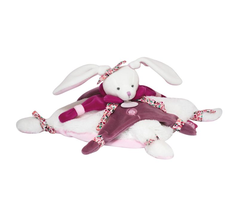 Doudou Plat Lapin 27 Cm Collection Lapin Cerise Rose