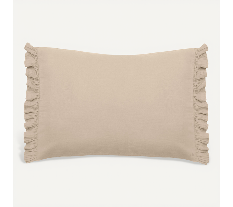 Housse De Coussin En Mousseline De Coton 40x60 Elza Beige Ficelle