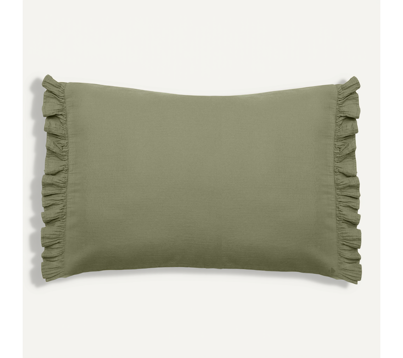 Housse De Coussin En Mousseline De Coton 55x80 Elza Vert Mousse