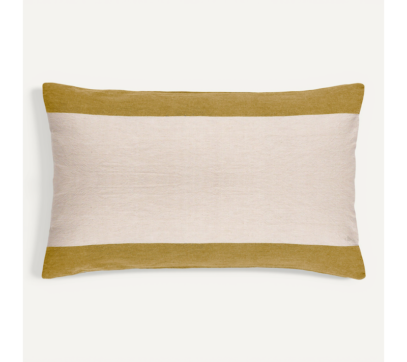 Housse De Coussin En Coton Fil Teint 40x60 Cm Cm Janis Jaune Jasmin
