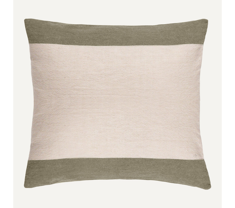 Housse De Coussin En Coton Fil Teint 45x45 Cm Cm Janis Vert Mousse