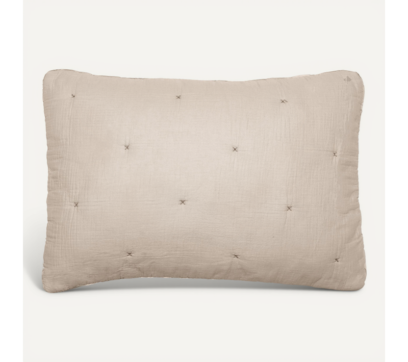 Housse De Coussin Capitonnée En Mousseline De Coton 40x60 Cm Andros Beige Ficelle