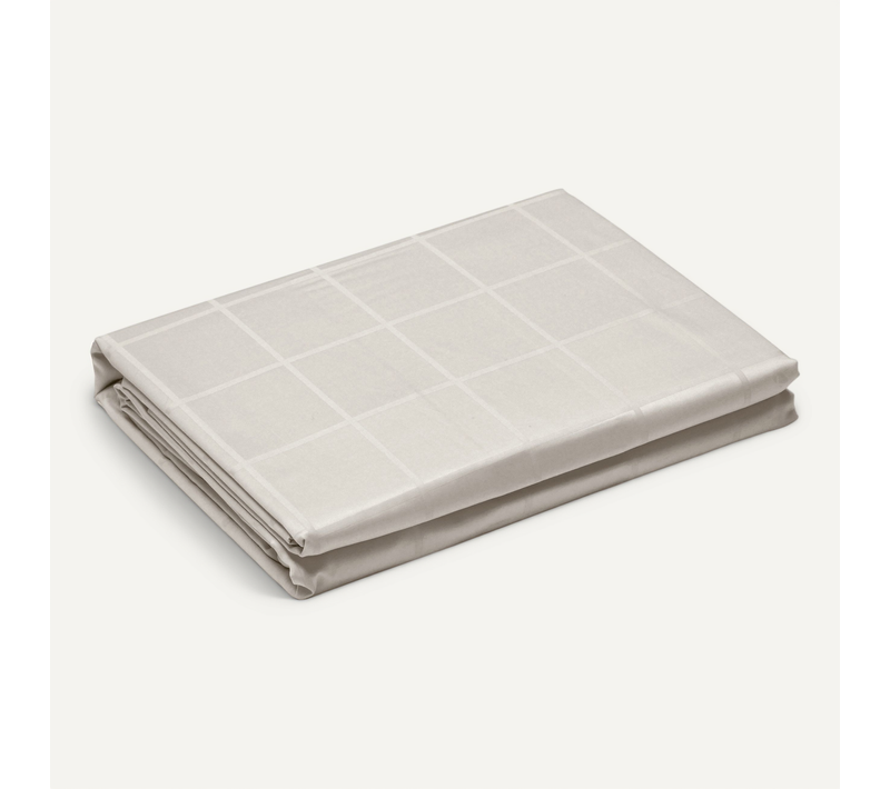 Housse De Couette 280x240 Cm Satin Concerto Carreaux Beige Lin