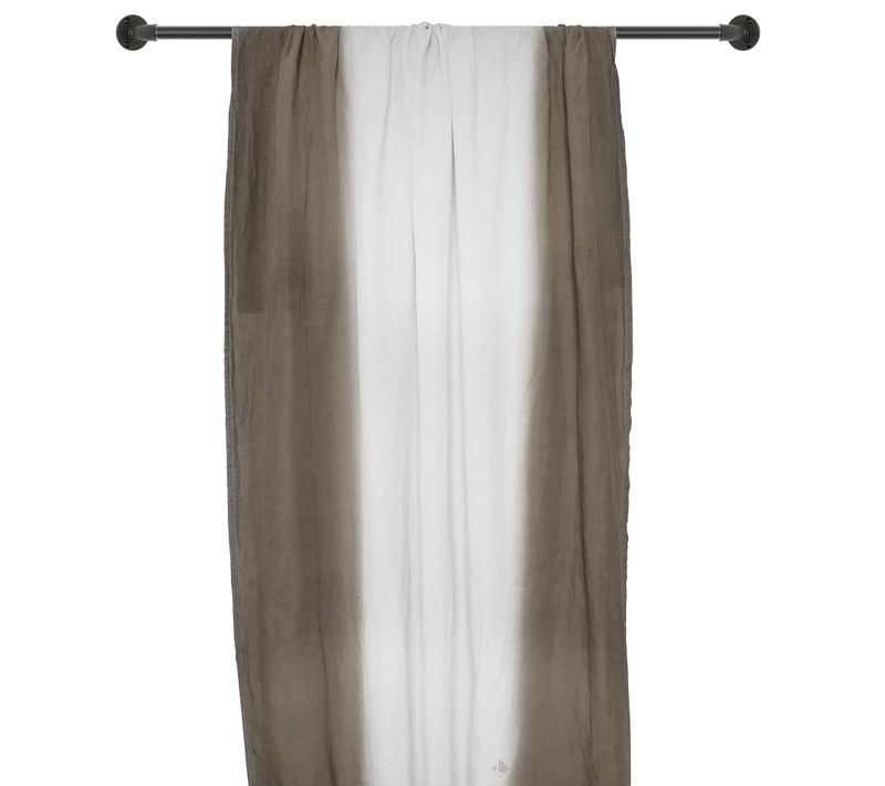 Pan De Rideau 160x250 Cm Deepali 100% Lin Lavé Tie And Dye Marron Café