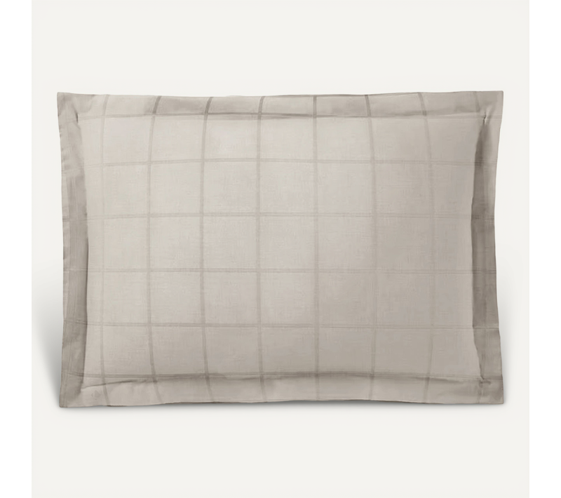 Taie D'oreiller 50x70 Cm Satin Concerto Carreaux Beige Lin