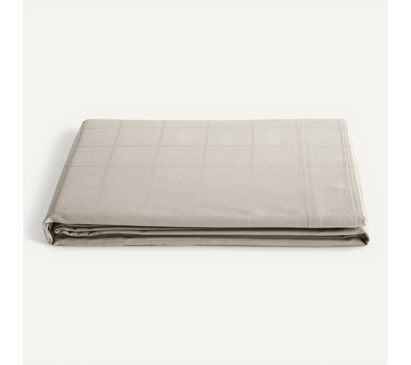 Drap Plat 240x300 Cm Satin Concerto À Carreaux Beige Lin