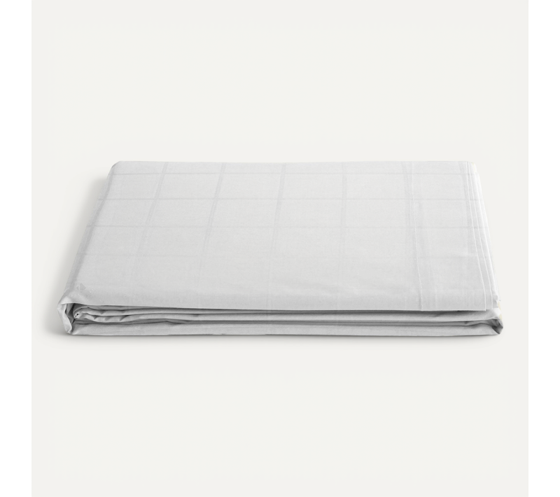 Drap Plat 270x300 Cm Satin Concerto à Carreaux Blanc Neige