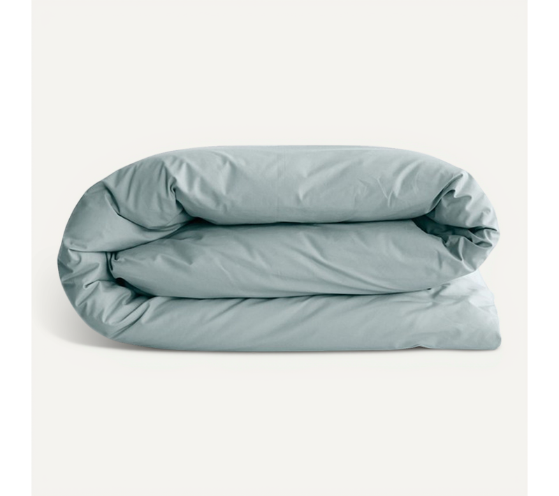 Housse De Couette Uni 280x240 Cm Percale De Coton Manoir Vert Lichen