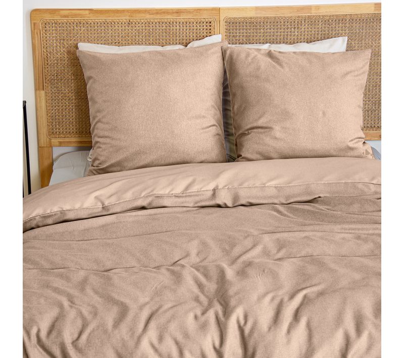 Parure De Lit 3 Pièces 240x220 Cm Microfibre Sensation Flanelle Rose