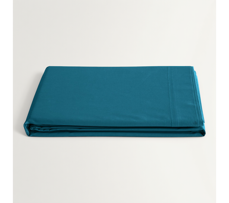 Drap Plat 240x300 Cm Percale De Coton Manoir Bleu Lagon
