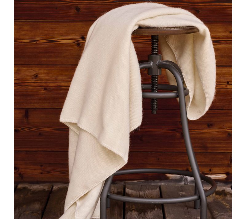 Plaid En Laine Mélangée 120x180 Cm Osloo Beige Naturel