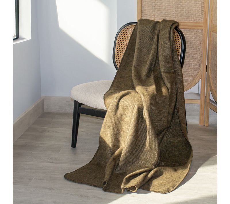 Plaid En Laine Mélangée 120x180 Cm Osloo Marron Caramel
