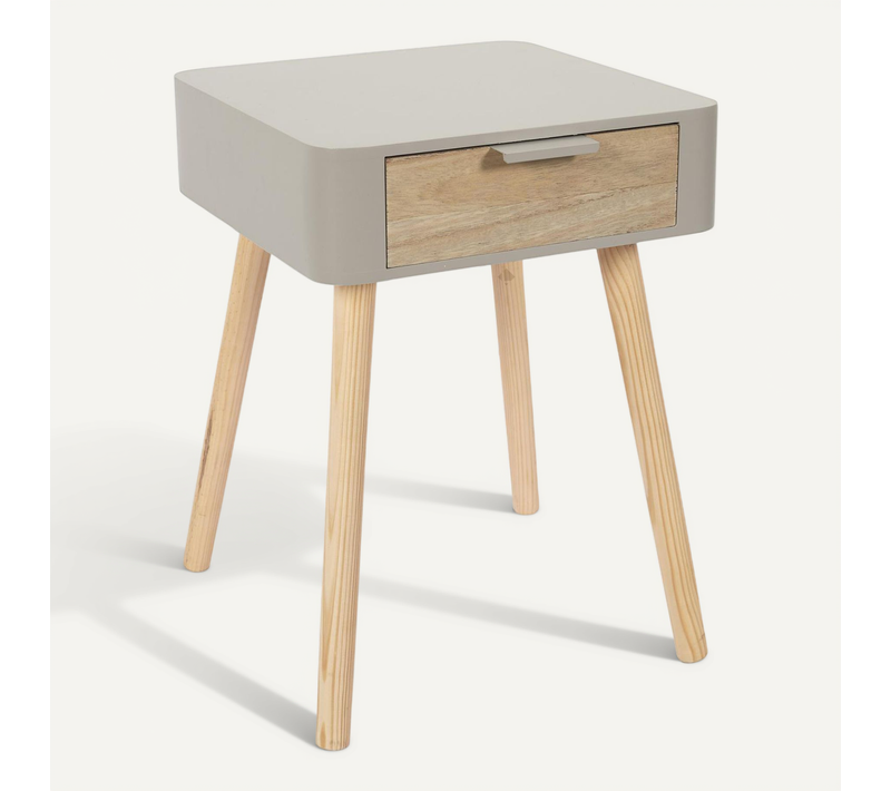 Table De Chevet 1 Tiroir En Bois Collection Shirel Taupe