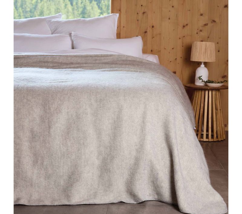 Couverture En Laine Mélangée 220x240 Cm Osloo Gris Perle