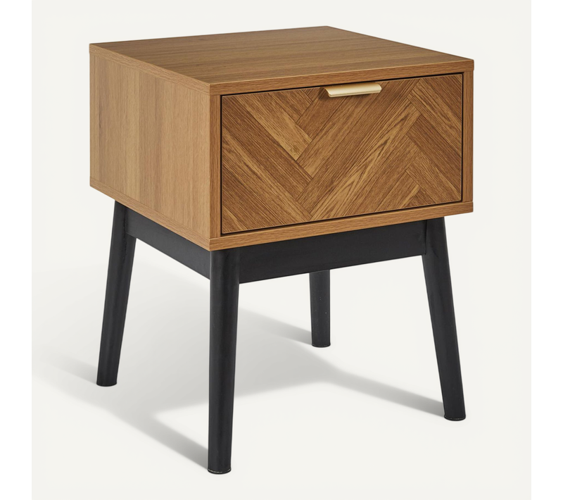 Table De Chevet 1 Tiroir En Bois Collection Lumina Marron Bois