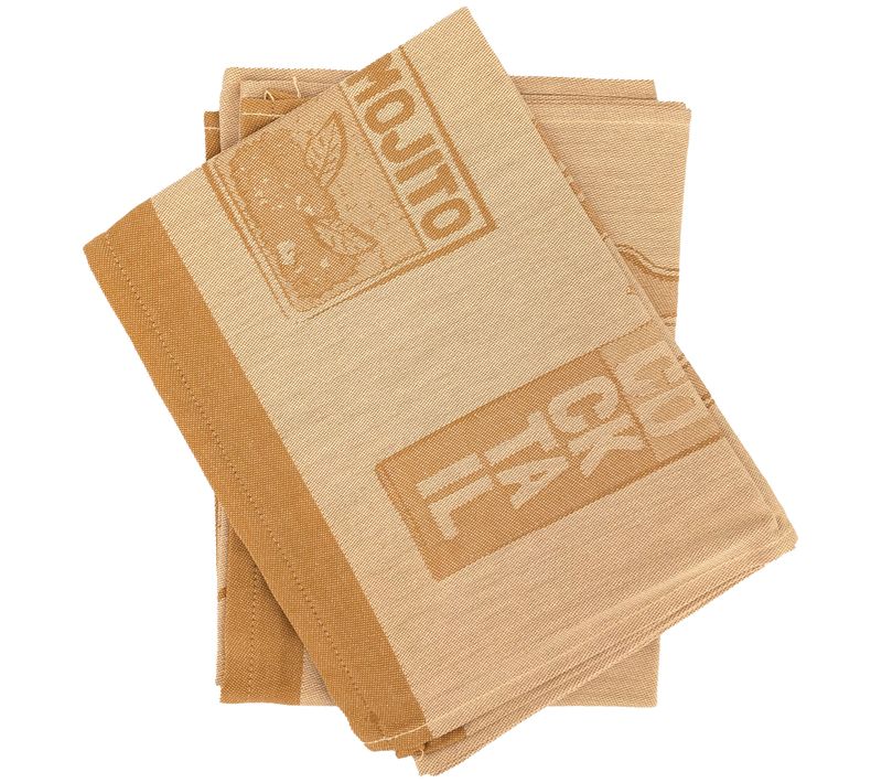 Lot De 2 Torchons De Cuisine Toile Drink 50x70 Cm Jaune Moutarde