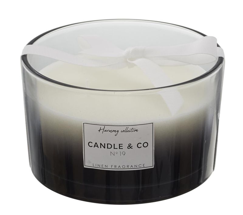 Bougie Parfumée 3 Mèches En Coton Harmony Senteur Linge Frais Noir