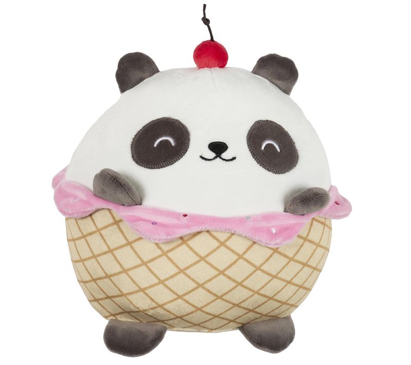 Peluche En Polyester Forme Panda Gourmand Collection Kawaii Blanc