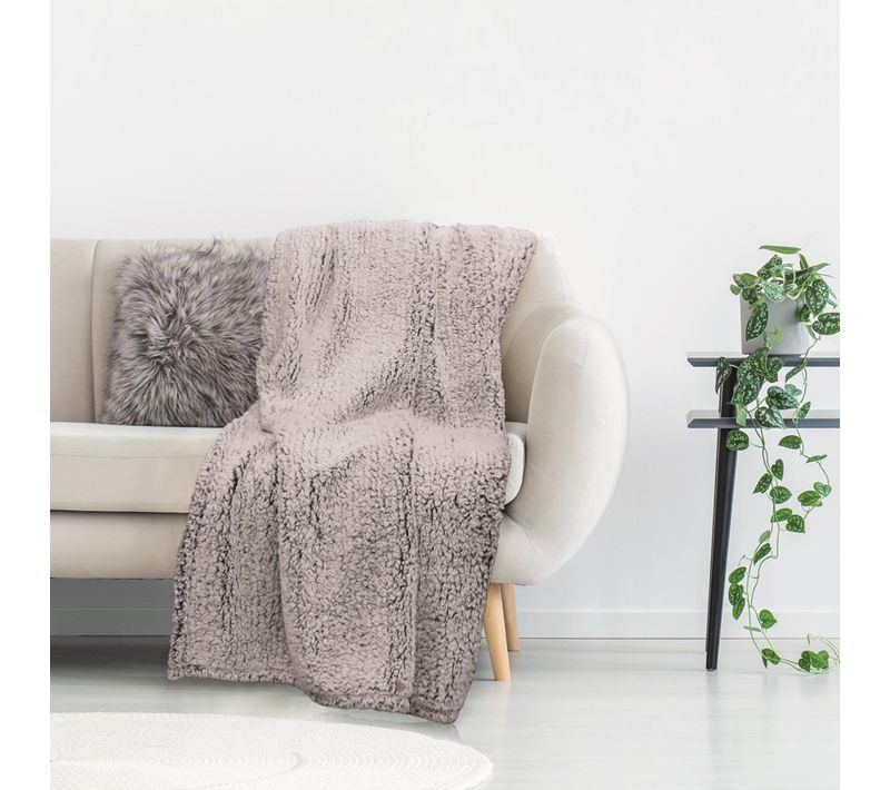 Plaid Sherpa Collection Chloe 120x150 Cm Coloris Gris