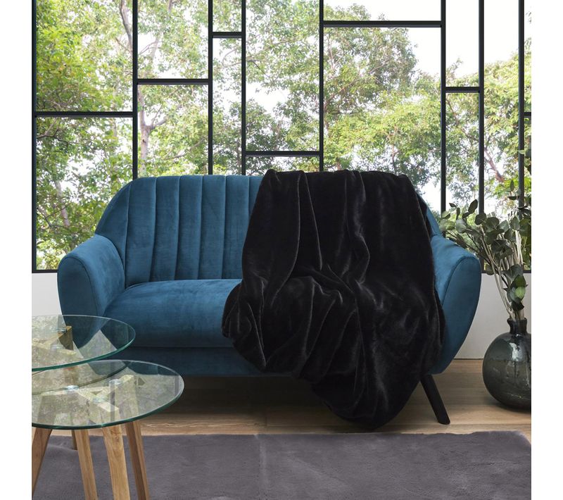 Plaid Fausse Fourrure Collection Opulence 120x150 Cm Coloris Noir