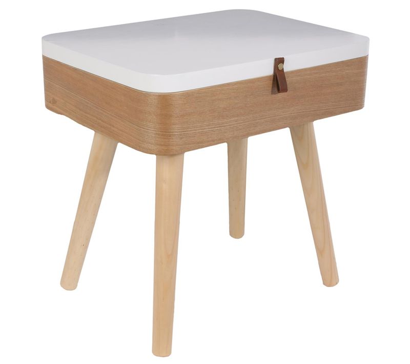 Table De Chevet 1 Tiroir En Bois Collection Elin Blanc Et Bois