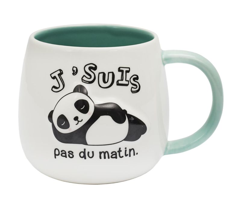 Mug En Céramique à Relief Breakfast 40 Cl Modèle "j'suis Pas Du Matin" Bleu