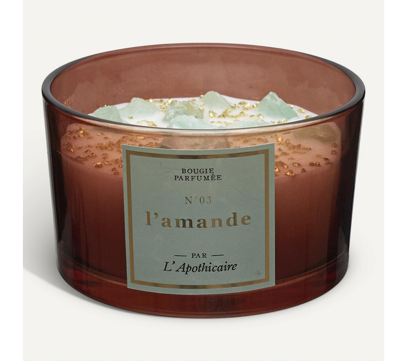Bougie Parfumée Avec Pierres 18h L'apothicaire À La Cire De Paraffine Senteur Amande