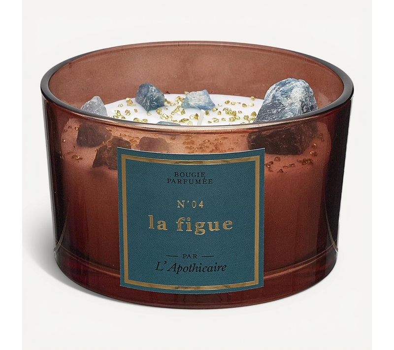 Bougie Parfumée Avec Pierres 18h L'apothicaire À La Cire De Paraffine Senteur Figue