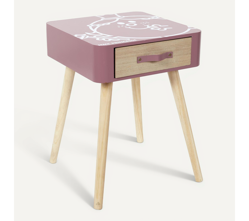 Table De Chevet 1 Tiroir En Bois Monsieur Madame Série Mme Princesse Rose