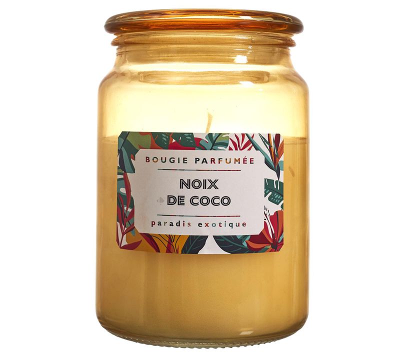 Bougie Parfumée 72 H Paradis Exotique à La Cire De Paraffine Senteur Noix De Coco