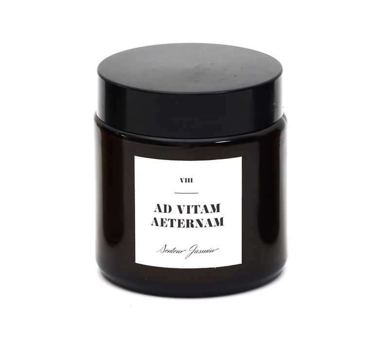 Bougie Parfumée 12 H Latin à La Cire De Paraffine Modèle "ad Vitam Aeternam" Senteur Jasmin
