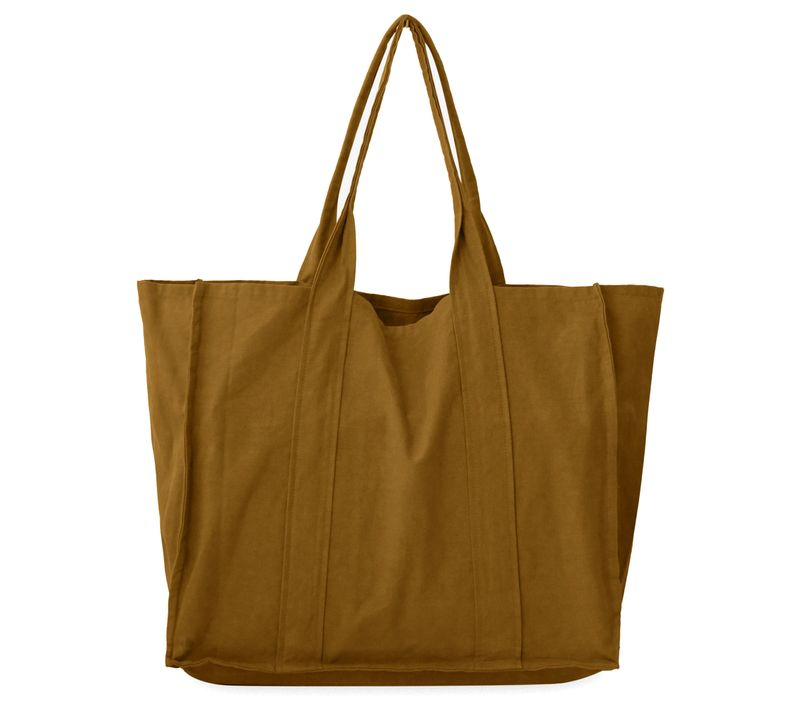 Sac De Plage En Lin Et Coton Lavé 42x34 Cm Atakama Marron Foin